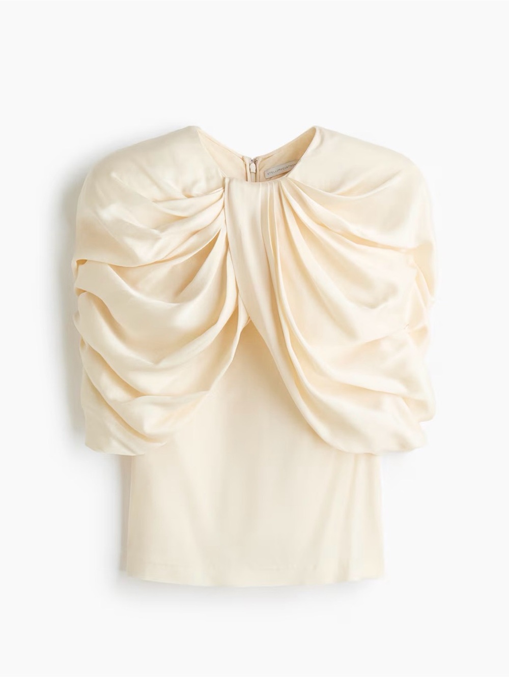 Stella McCartney x H&M Sculpted Puff-Sleeve Satin Blouse in Cream